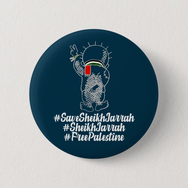 Sheikh Jarrah Free Palestine Palestinian Button (Front)