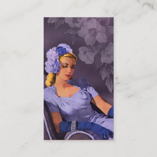 Customizable Sheila - 1940s Evening Wear in Lavender and Mauve Business Cards