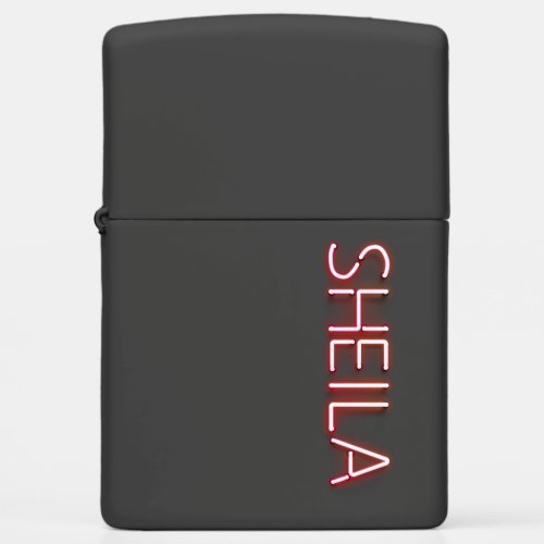 Sheila name in glowing neon lights novelty zippo lighter