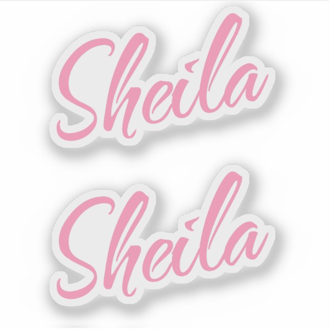 Sheila name pink cursive script lettering x2 sticker (Front)