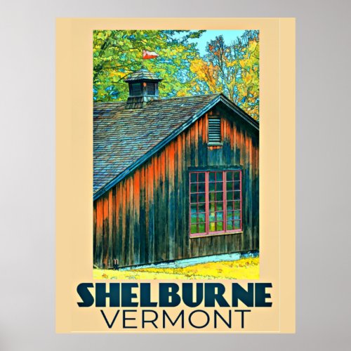 Shelburne Vermont vintage travel poster