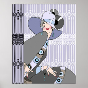 Shelby, 1920s Art Deco Lady in Mauve and Gray Poster