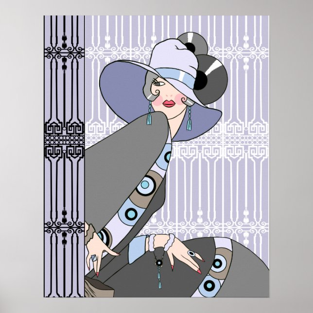 Shelby, 1920s Art Deco Lady in Mauve and Gray Poster (Front)