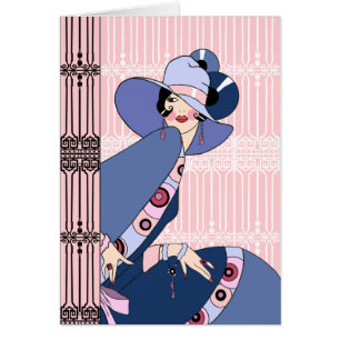 Shelby, 1920s Art Deco Lady in Pink and Blue Cards