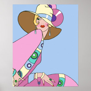 Shelby, 1920s Lady in Blue and Pink Poster