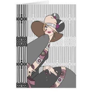 Shelby, 1920s Lady in Gray and Rose Cards