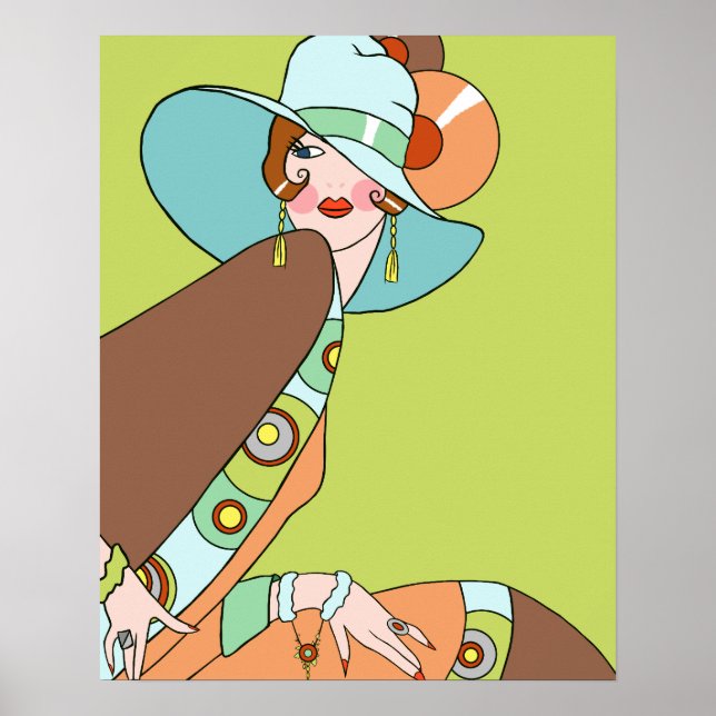 Shelby, 1920s Lady in Kiwi and Brown Poster (Front)