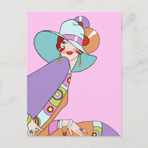 Shelby, 1920s Lady in Lilac and Lavender Postcard