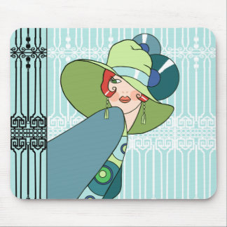 Shelby, 1930s Lady in Aqua and Teal Mouse Pad