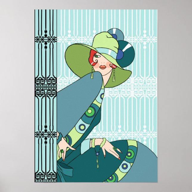 Shelby, 1930s Lady in Aqua and Teal Poster (Front)