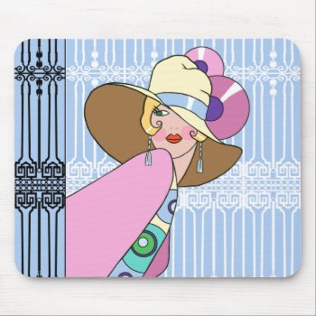 Shelby  1930s Lady In Blue And Pink Mouse Pad by metroswank at Zazzle