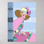 Shelby, 1930s Lady In Blue And Pink Poster at Zazzle