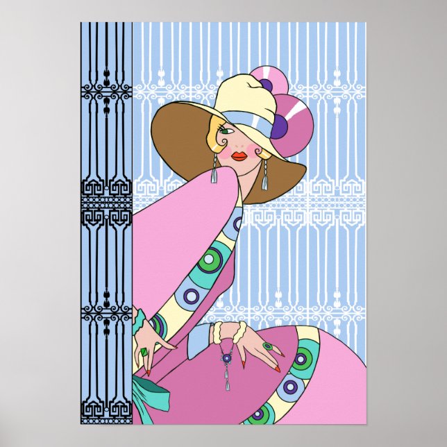 Shelby, 1930s Lady in Blue and Pink Poster (Front)