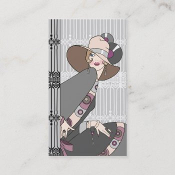 Shelby  1930s Lady In Gray And Rose Business Card by metroswank at Zazzle