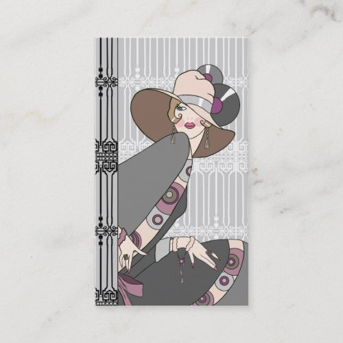 Shelby, 1930s Lady in Gray and Rose Business Cards