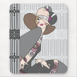 Shelby, 1930s Lady in Gray and Rose Mouse Pad