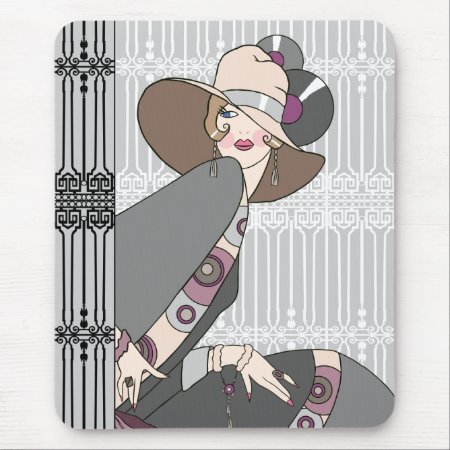 Shelby, 1930s Lady In Gray And Rose Mouse Pad