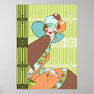 Shelby, 1930s Lady in Kiwi and Brown Poster