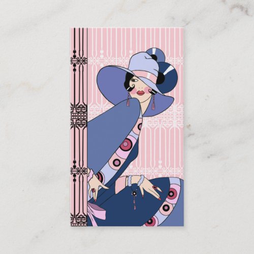 Shelby, 1930s Lady in Pink and Blue Business Cards