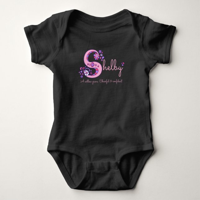 Shelby girls name and meaning S baby apparel Baby Bodysuit (Front)