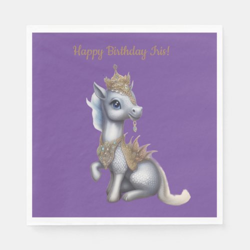 Shelby the Unicorn Purple Plates Napkins