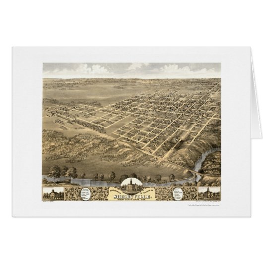 Shelbyville, IL Panoramic Map - 1869 Cards (Front Horizontal)