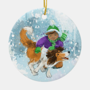 Sheldon the Sheltie and His Boy Ceramic Ornament