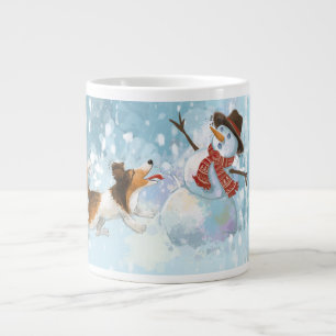 Sheldon the Sheltie and the Snowman Giant Coffee Mug