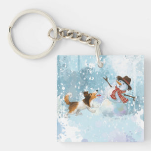 Sheldon the Sheltie and the Snowman Keychain