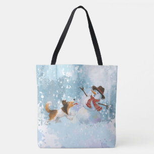 Sheldon the Sheltie and the Snowman Tote Bag