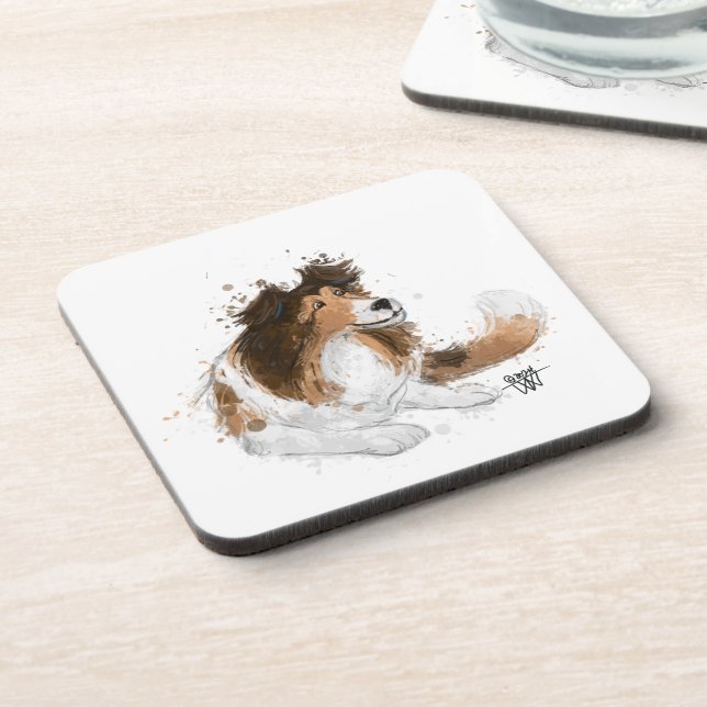 Sheldon the Sheltie Beverage Coaster (Left Side)