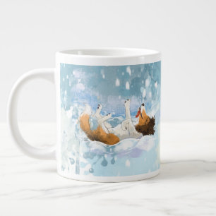 Sheldon the Sheltie Plays in the Snow Giant Coffee Mug