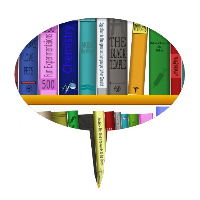 shelf books library reading cake topper (Front)