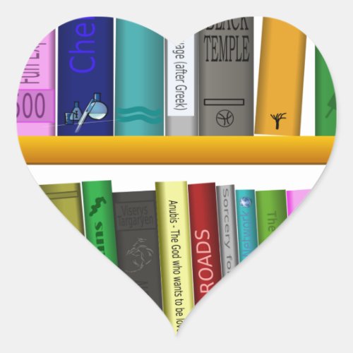 shelf books library reading heart sticker