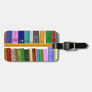 shelf books library reading luggage tag