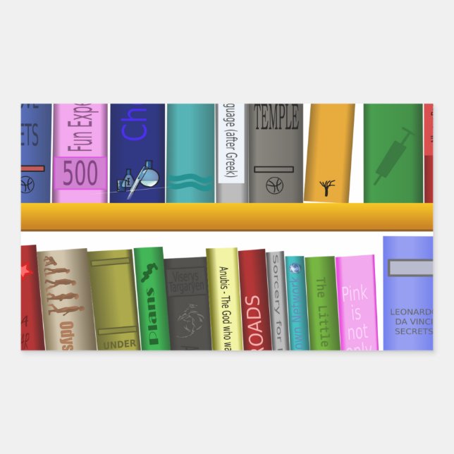 shelf books library reading rectangular sticker (Front)