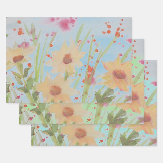 Shelf Or Drawer Liners Or Watercolour Gift Wrap (Set)