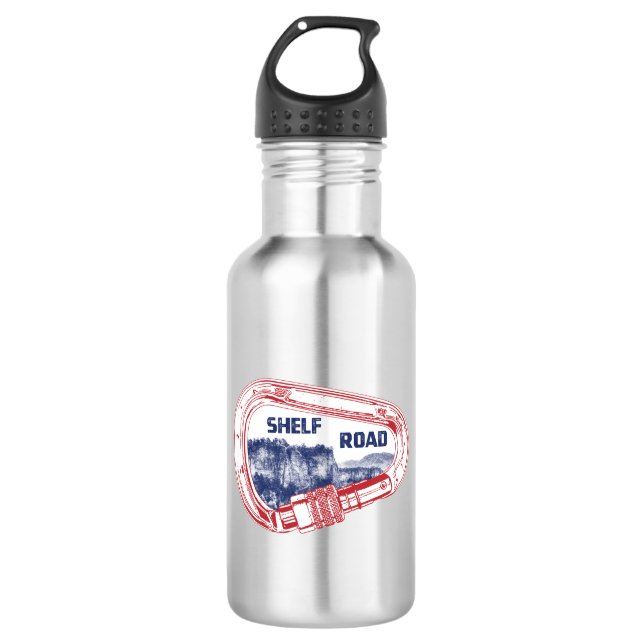 Shelf Road Climbing Carabiner Stainless Steel Water Bottle (Front)