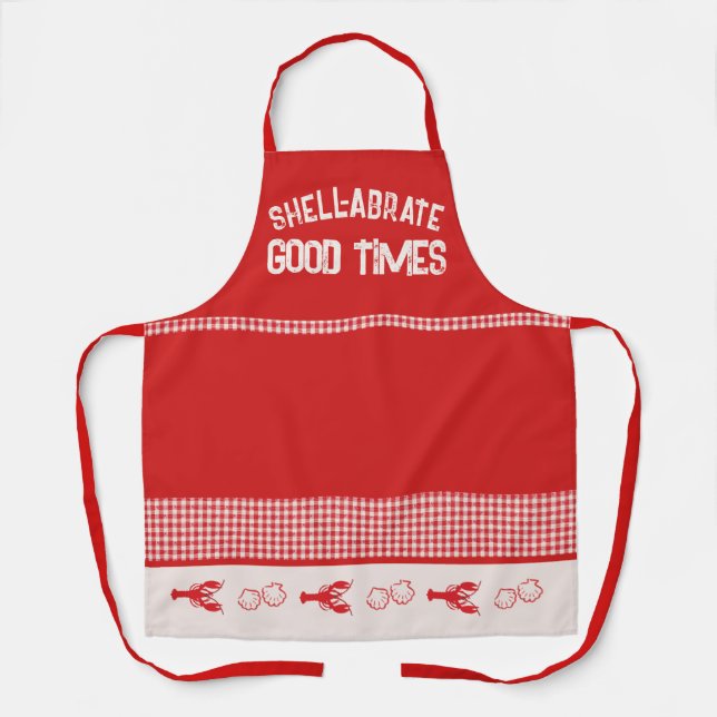 Shell-abrate Good Times Casual Seafood Gingham Apron (Front)