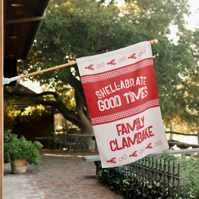 Shell-abrate Good Times Casual Seafood Gingham House Flag (In SItu)