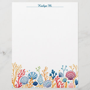 Shell and Coral Border Stationery Paper