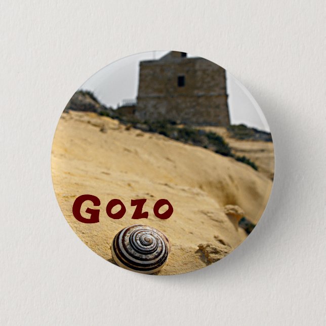 Shell and Tower, Gozo, Malta Button (Front)