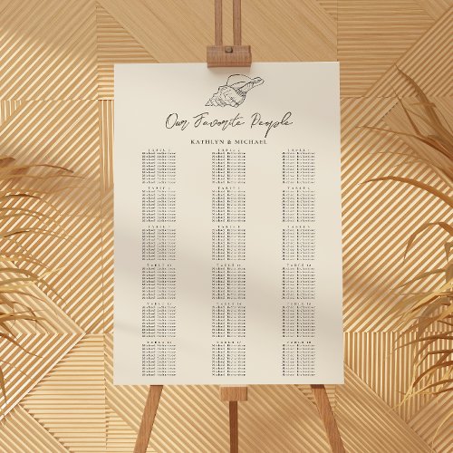 Shell Beach Coastal Wedding 18 Table Seating Chart