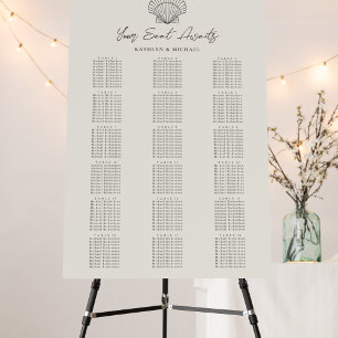 Shell Beach Coastal Wedding 18 Table Seating Chart Foam Board