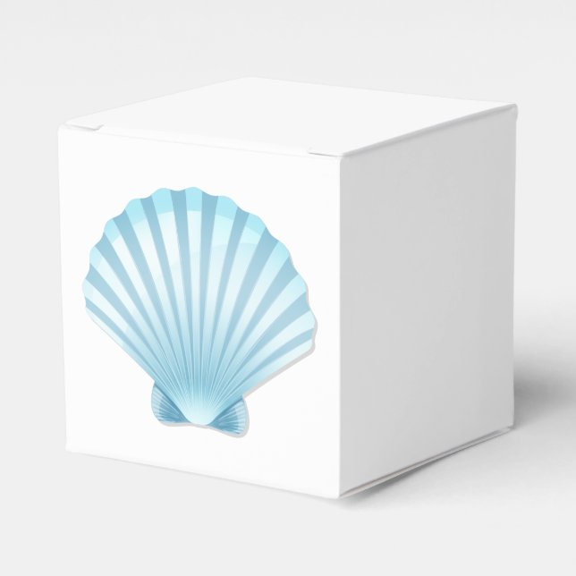 Shell Beach Nautical Blue Elegant Wedding Party Favor Boxes (Front Side)