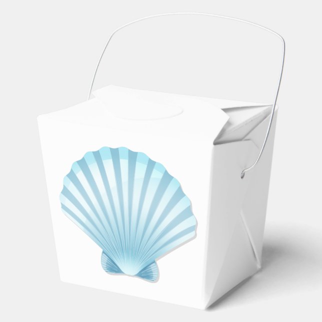 Shell Beach Nautical Blue Elegant Wedding Party Favor Boxes (Front)