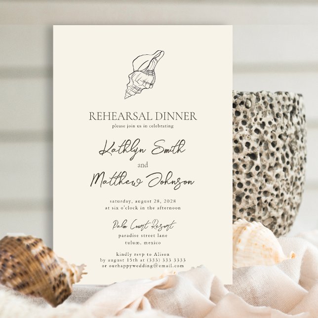 Shell Beach Ocean Minimalist Rehearsal Dinner Invitation (Creator Uploaded)
