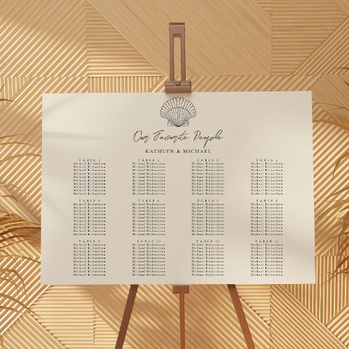 Shell Beach Ocean Wedding 12 Table Seating Charts