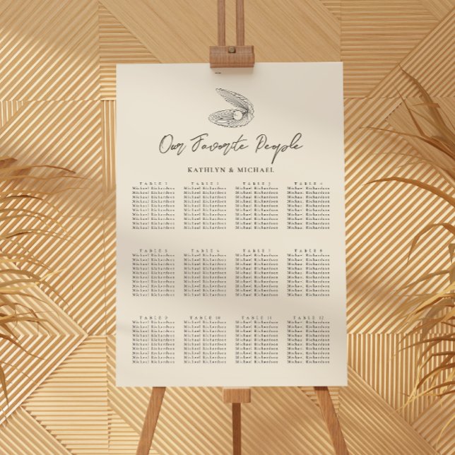 Shell Beach Ocean Wedding 12 Table Seating Charts (Creator Uploaded)