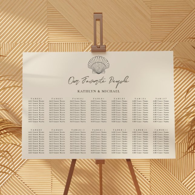 Shell Beach Ocean Wedding 14 Table Seating Charts (Creator Uploaded)